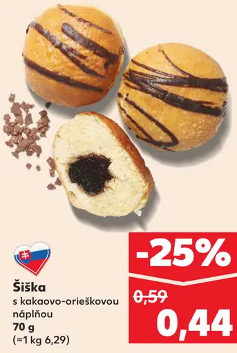 Šiška s kakaovo-orieškovou náplňou