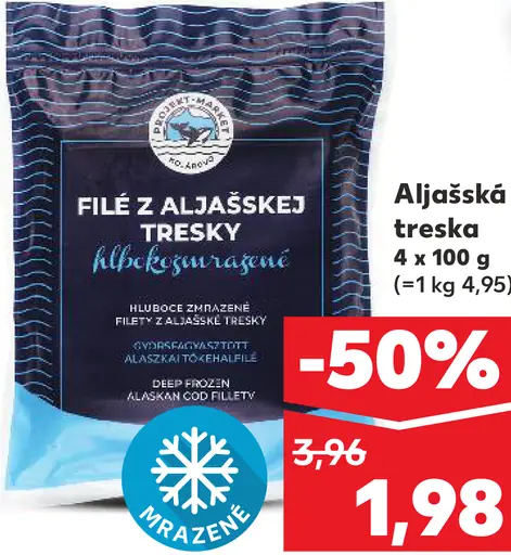 Lidl Aljašská treska filet z aljašskej tresky mrazená