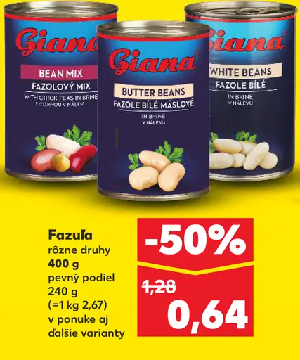 Giana fazuľa rôzne druhy