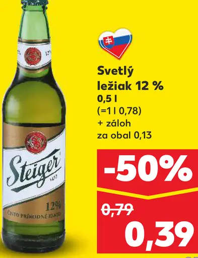 Steiger Svetlý ležiak 12 % plechovka