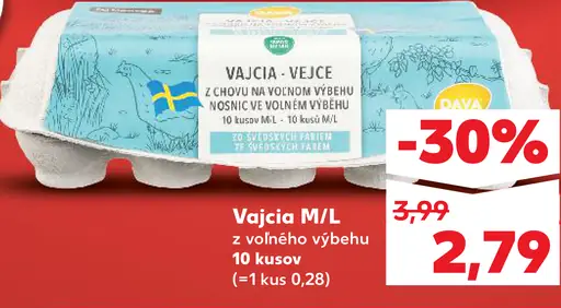 Vajcia M/L z voľného výbehu 10 kusov