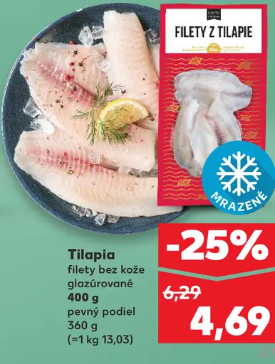 Tilapia filety bez kože