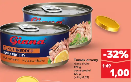 Giana tuniak drvený v oleji a náleve