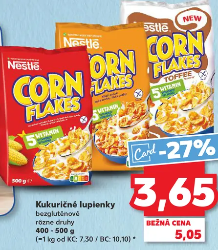 Nestlé Corn Flakes kukuričné lupienky bezlepkové rôzne druhy