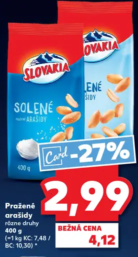 Slovakia pražené arašidy solené rôzne druhy