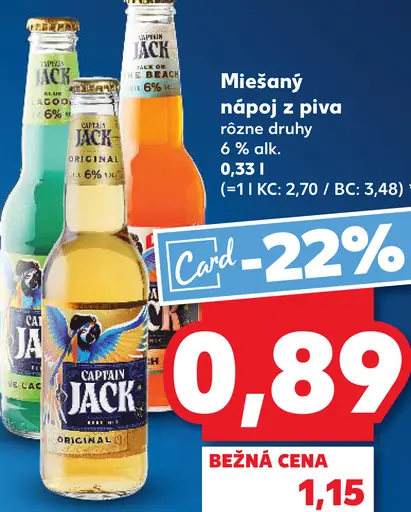 Captain Jack miešaný nápoj z piva 6 % alk. rôzne druhy plechovka