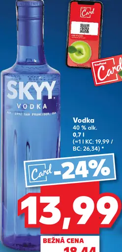 Skyy vodka 40 % alk.