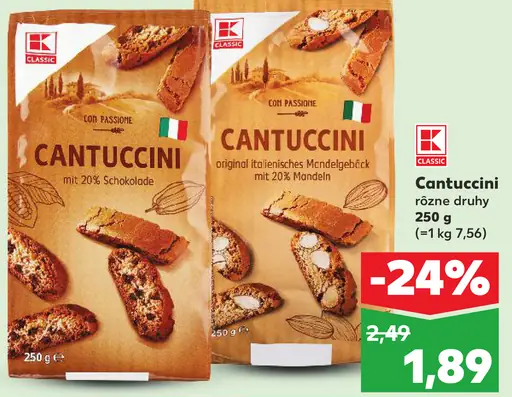 K-Classic Cantuccini 20 % čokoláda