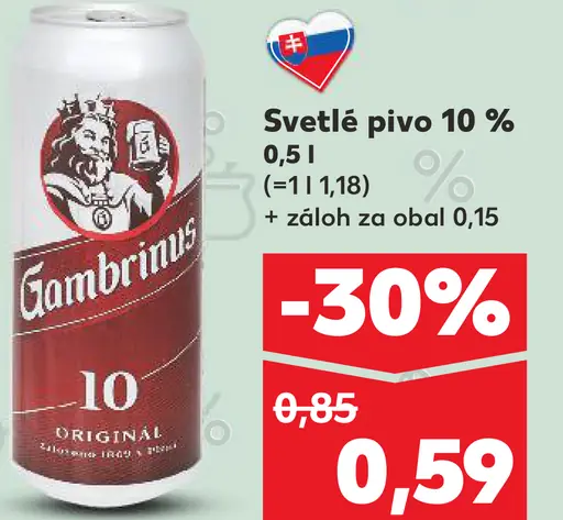 Gambrinus svetlé pivo plechovka