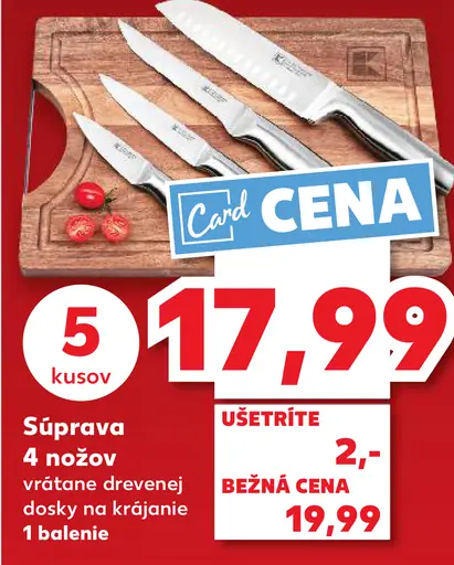 Súprava nožov vrátane drevenej dosky na krájanie