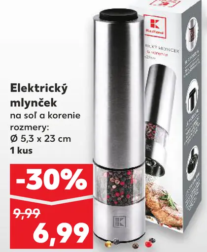 Elektrický mlynček na soľ alebo korenie