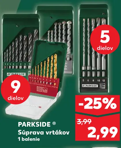 Parkside súprava vrtákov 9 dielov