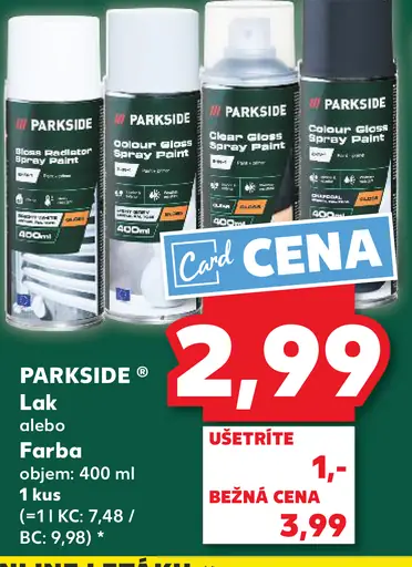 Parkside lak alebo farba sprej