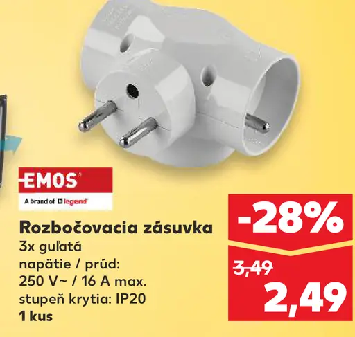 Emos rozbočovacia zásuvka 3× guľatá