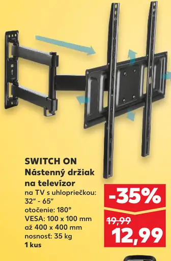 SWITCH ON Nástenný držiak na televízor TV s uhlopriečkou 32"-65"