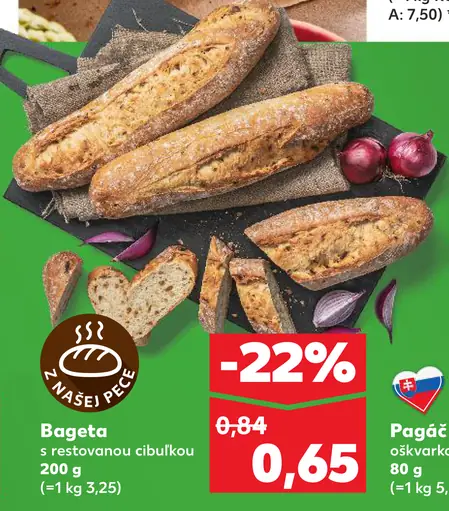 Bageta s restovanou cibuľkou