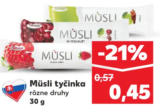Müsli tyčinka rôzne druhy