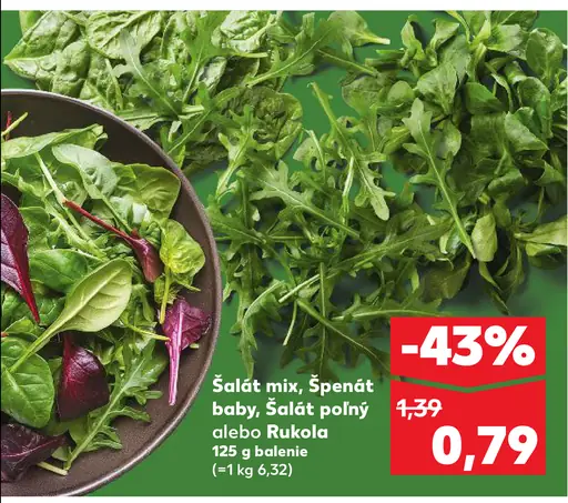 Šalát poľný, Špenát baby, Rukola alebo Šalát mix