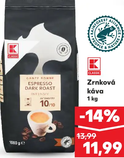 K-Classic zrnková káva Espresso Dark Roast