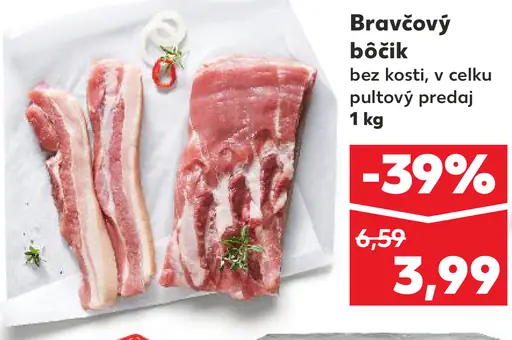 Bravčový bôčik bez kosti údený