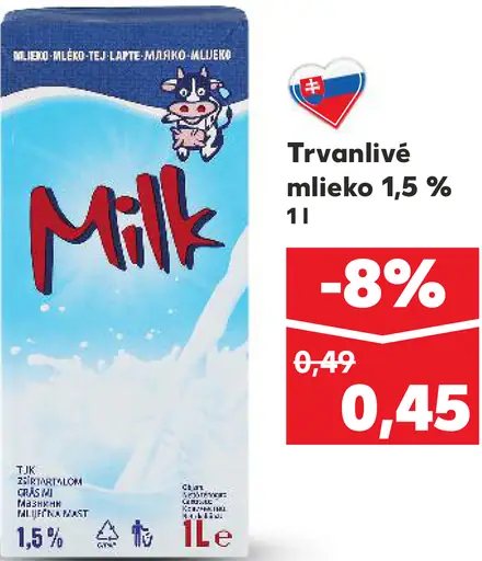 Milk trvanlivé mlieko 3,5 %