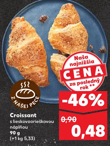 Croissant s lieskoo­rieškovou náplňou