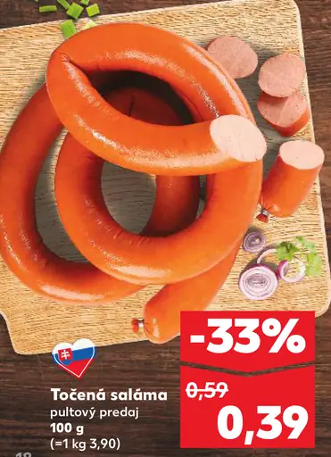 Točená saláma pultový predaj