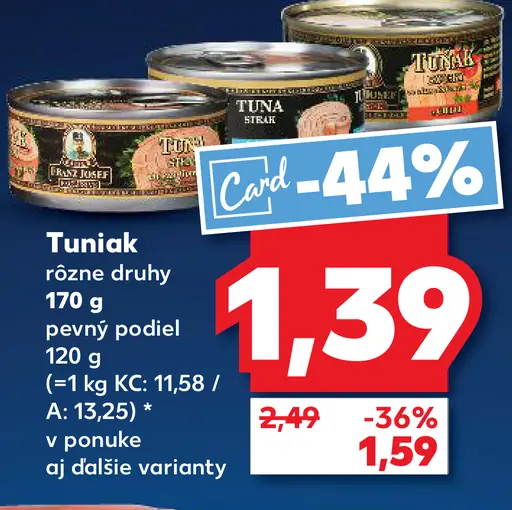 Tuniak v konzerve rôzne druhy