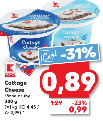 K-Classic Cottage Cheese rôzne druhy