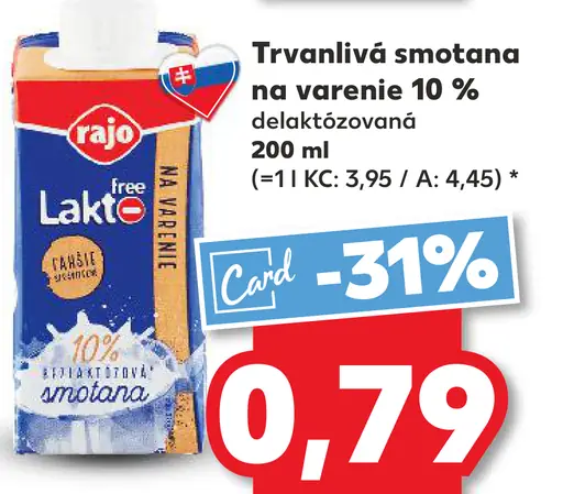 Rajo Trvanlivá smotana na varenie 10%