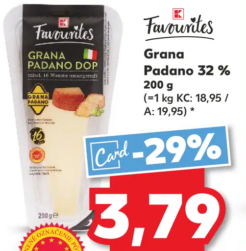 K-Favourites Grana Padano 32 % tvrdý syr