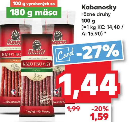 Kmotr Kabanosky rôzne druhy