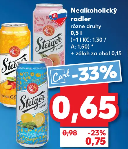Steiger nealkoholický radler plechovka