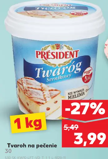 PRÉSIDENT tvaroh na pečenie 30 %