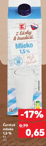 K-Classic z lásky k tradícii čerstvé mlieko 1,5 %