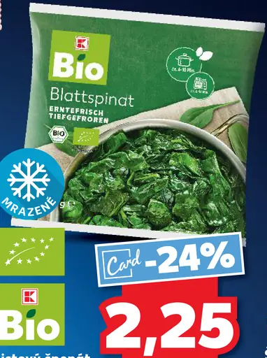 K-Bio listový špenát mrazený