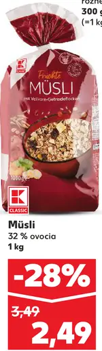 K-Classic müsli 32 % ovocia