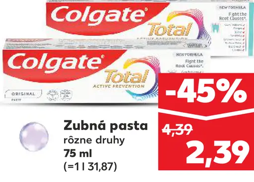 Colgate zubná pasta, vybrané druhy