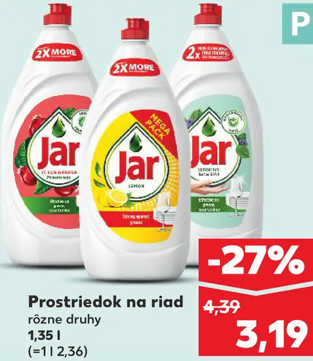 Jar prostriedok na riad rôzne druhy