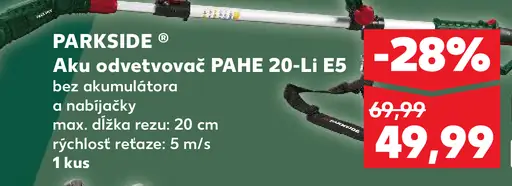 Parkside aku odvetvovač Pahe 20-Li E5 bez akumulátora a nabíjačky