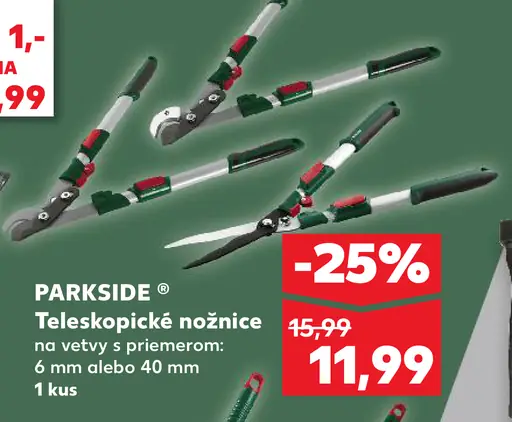 Parkside teleskopické nožnice na vetvy s priemerom 6 mm alebo 40 mm