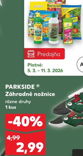 Parkside záhradné nožnice rôzne druhy