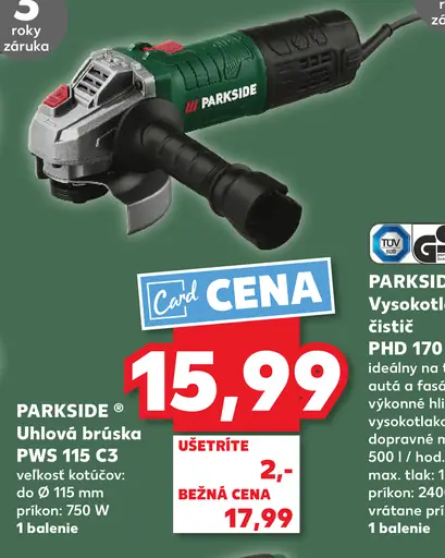 Parkside Uhlová brúska PWS 115 C3
