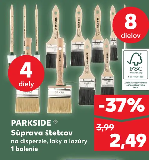 Parkside súprava štetcov na disperzie, laky a lazúry