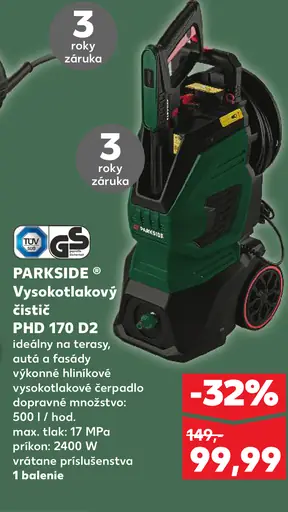 Parkside Vysokotlakový čistič PHD 170 D2