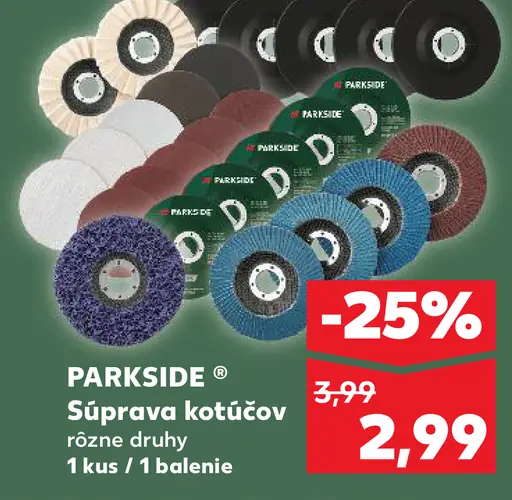 Parkside súprava kotúčov rôzne druhy