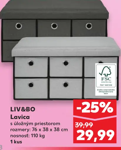 Liv&Bo Lavica s úložným priestorom