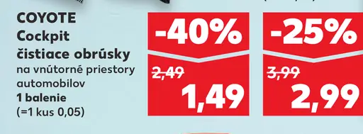 Coyote Cockpit čistiace obrúsky na interiér automobilov