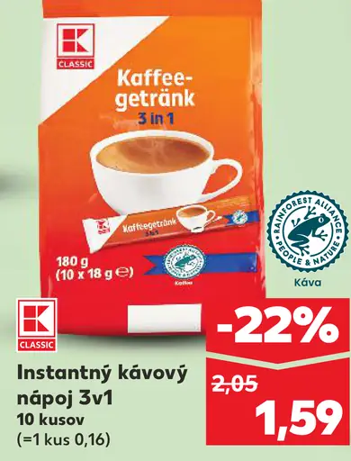 K-Classic instantný kávový nápoj 3v1