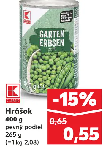 K-Classic hrášok sterilizovaný